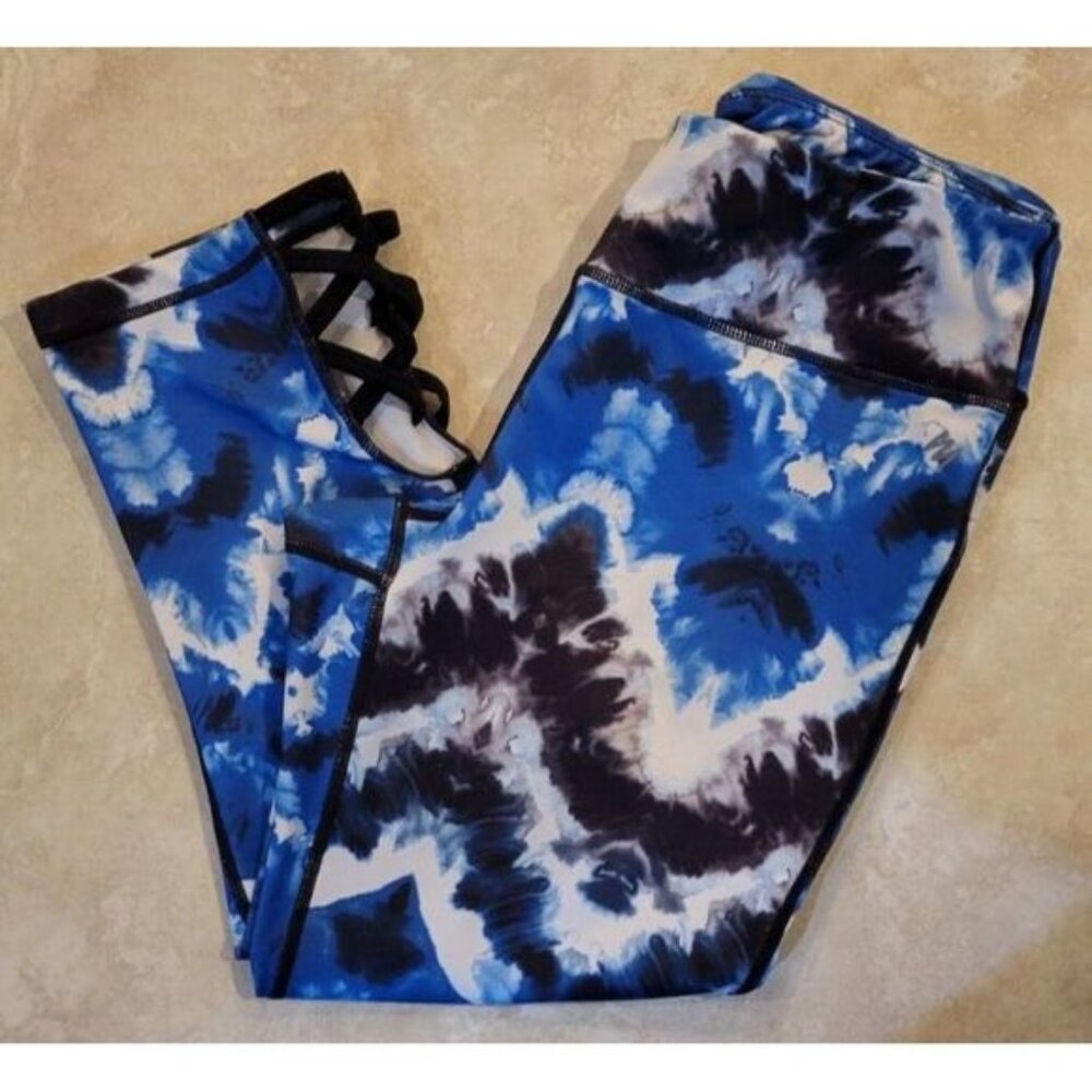 Nicole Miller New‎ York Active Women's crop leggings blue tie dye Size Medium
